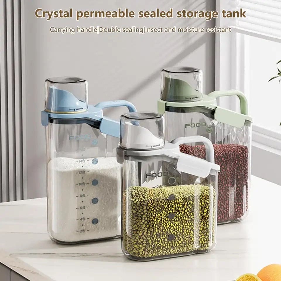 SML Food Storage Jar, Transparent Sealed Rice Bucket, Airtight Kitchen Dry Food Container, Multifunctional Sealed Cereal Dispenser, Moisture-proof Handle Oatmeal Dispenser, Food Storage Containers with Pouring Spout SML Food Storage Jar, Transparent Sealed Rice Bucket, Airtight Kitchen Dry Food Container, Multifunctional Sealed Cereal Dispenser, Moisture-proof Handle Oatmeal Dispenser, Food Storage Containers with Pouring Spout
